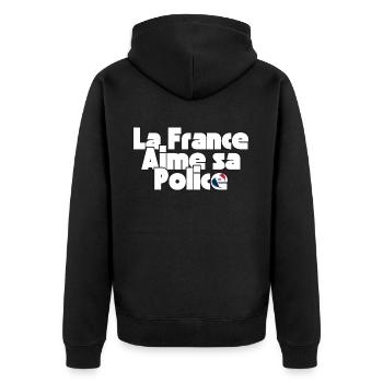 La France Aime Sa Police - Veste à capuche bio Premium Unisexe - noir - Dos - Nico (187cm)