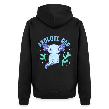 Axolotl Dad Design für Axolotl-Liebhaber - Unisex Premium Bio Zip Hoodie - Schwarz - Hinten - Nico (187cm)