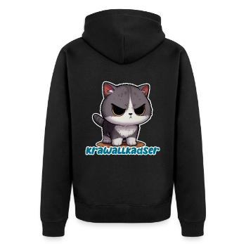 Krawallkadser! Harmlos, witzig, mit Lächelgaratie - Unisex Premium Bio Zip Hoodie - Schwarz - Hinten - Nico (187cm)
