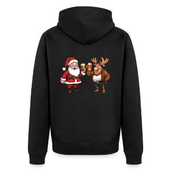 Weihnachten Bier Weihnachtsmann Rentier Prost - Unisex Premium Bio Zip Hoodie - Schwarz - Hinten - Nico (187cm)