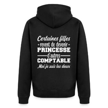 Princesse Comptable - Veste à capuche bio Premium Unisexe - noir - Dos - Nico (187cm)