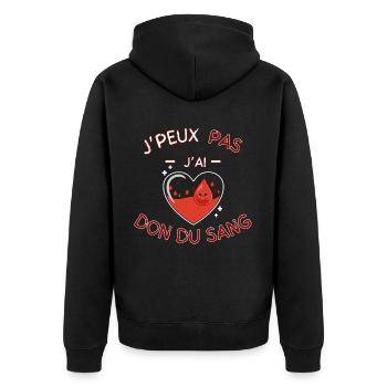 J'peux pas j'ai Don du Sang - Veste à capuche bio Premium Unisexe - noir - Dos - Nico (187cm)