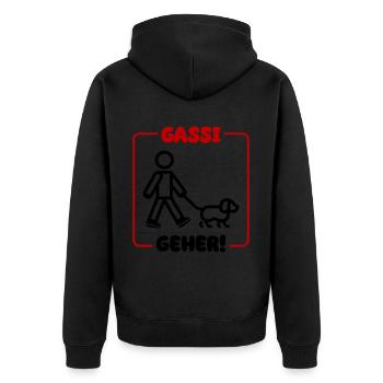 Dog walking dog - Unisex Premium Organic Zip Hoodie - black - Back - Nico (187cm)