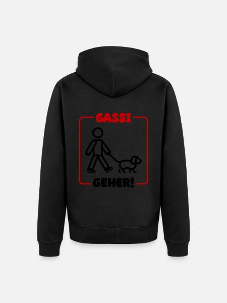 Gassi Gehen Hund - Unisex Premium Bio Zip Hoodie - Schwarz