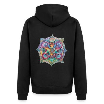 Symbol in bunten Farben - Unisex Premium Bio Zip Hoodie - Schwarz - Hinten - Nico (187cm)