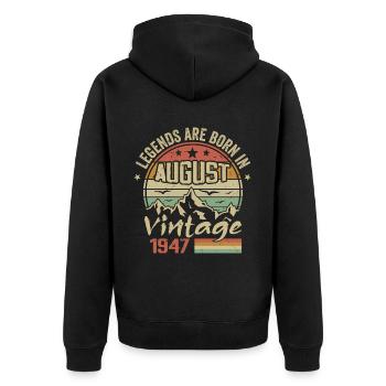 August 1947 Anniversary 1947 - Legends August 1947 - Unisex Premium Organic Zip Hoodie - black - Back - Nico (187cm)