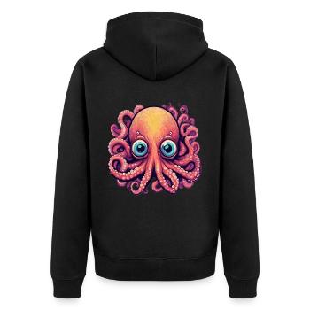 Süsser Tintenfisch Oktopus Geschenkidee - Unisex Premium Bio Zip Hoodie - Schwarz - Hinten - Nico (187cm)
