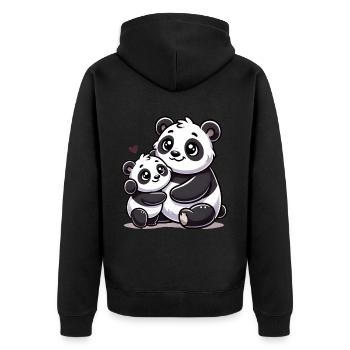 Parent panda aimant avec enfant - Veste à capuche bio Premium Unisexe - noir - Dos - Nico (187cm)