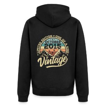 October 2015 Birthday 2015 Born October 2015 - Unisex Premium Organic Zip Hoodie - black - Back - Nico (187cm)