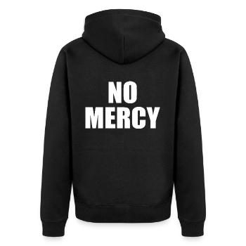 No mercy - Unisex Premium Bio Zip Hoodie - Schwarz - Hinten - Nico (187cm)