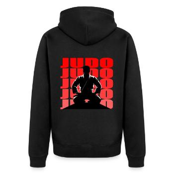 Judo - Unisex Premium Organic Zip Hoodie - black - Back - Nico (187cm)