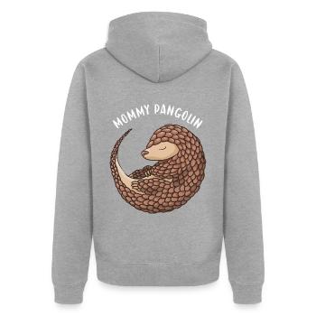 Mommy Pangolin - Unisex Premium Bio Zip Hoodie - Grau meliert - Hinten - Nico (187cm)