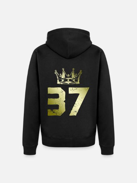 37 Number crown - Unisex Premium Organic Zip Hoodie - black