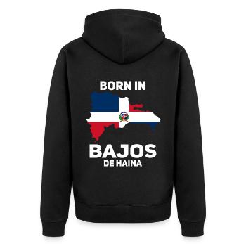 Dominikanische Republik - Unisex Premium Bio Zip Hoodie - Schwarz - Hinten - Nico (187cm)