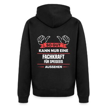 Fachkraft Speiseeis Design für stolze Handwerker - Unisex Premium Bio Zip Hoodie - Schwarz - Hinten - Nico (187cm)