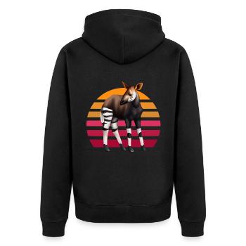 Süßes Okapi - Unisex Premium Bio Zip Hoodie - Schwarz - Hinten - Nico (187cm)