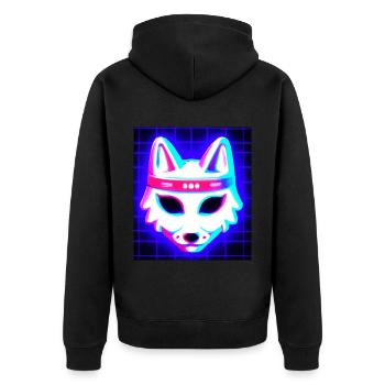 Kitsun Vaporwave Japonais Kami Vaporwave Kitsune - Veste à capuche bio Premium Unisexe - noir - Dos - Nico (187cm)