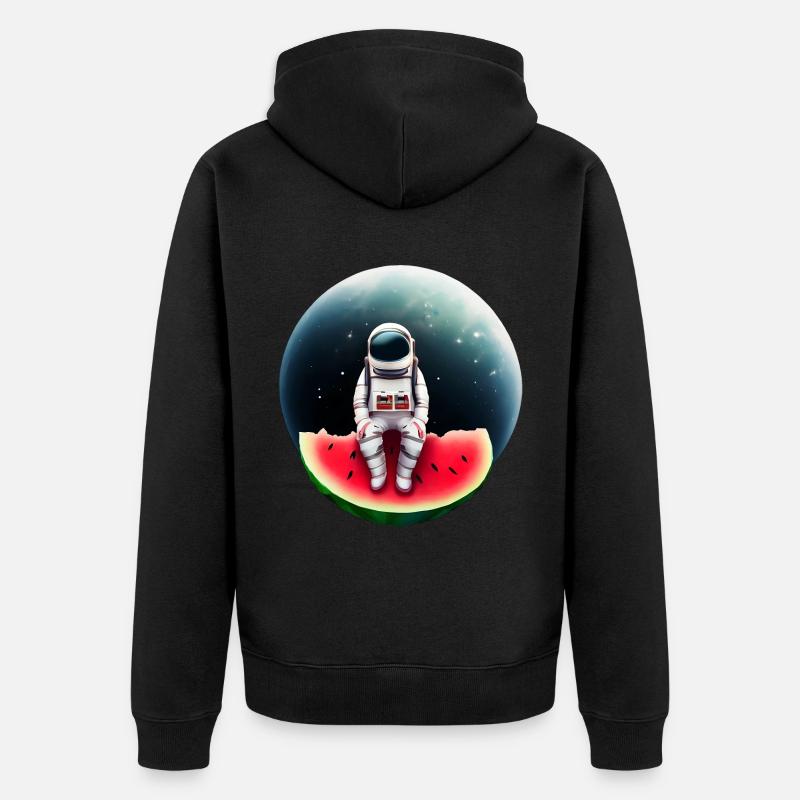 Astronaute sur pastèque - Veste à capuche bio Premium Unisexe - noir