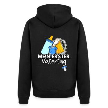 Mein erster Vatertag Junge Geschenk - Unisex Premium Bio Zip Hoodie - Schwarz - Hinten - Nico (187cm)