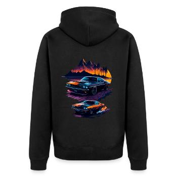 Klassischer Sportwagen - Unisex Premium Bio Zip Hoodie - Schwarz - Hinten - Nico (187cm)