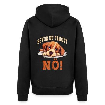 Bevor Du Fragst Nö Nein Hund Lustig Spruch Humor - Unisex Premium Bio Zip Hoodie - Schwarz - Hinten - Nico (187cm)