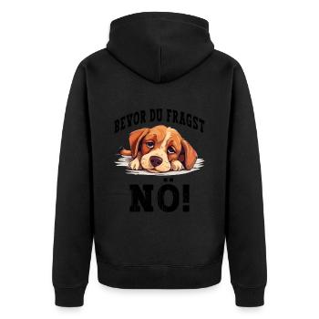 Bevor Du Fragst Nö Nein Hund Lustig Spruch Humor - Unisex Premium Bio Zip Hoodie - Schwarz - Hinten - Nico (187cm)