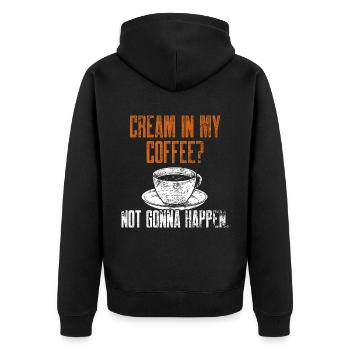 Kaffeeliebhaber Wird Nicht Passieren Lustiger Schwarzer Kaffee D - Unisex Premium Bio Zip Hoodie - Schwarz - Hinten - Nico (187cm)