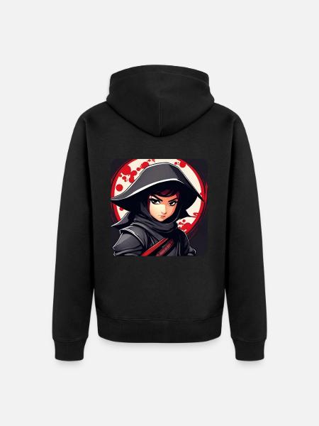 Anime Ninja Girl - Unisex Premium Organic Zip Hoodie - black