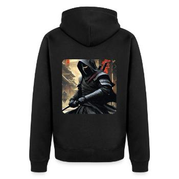 Mystérieux guerrier ninja - Veste à capuche bio Premium Unisexe - noir - Dos - Nico (187cm)