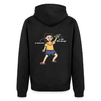 Fil-Am dishwashing sponge design for proud Pinoys - Unisex Premium Organic Zip Hoodie - black - Back - Nico (187cm)