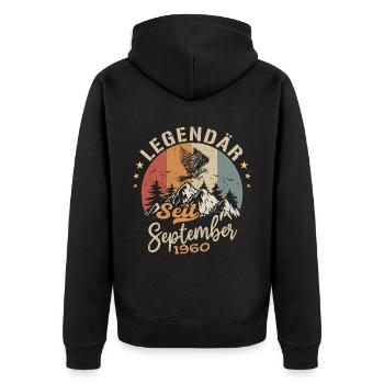 September 1960 - September 1960 Jahrestag 1960 - Unisex Premium Bio Zip Hoodie - Schwarz - Hinten - Nico (187cm)