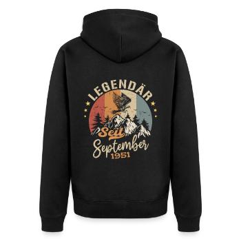 September 1951 - September 1951 Jahrestag 1951 - Unisex Premium Bio Zip Hoodie - Schwarz - Hinten - Nico (187cm)