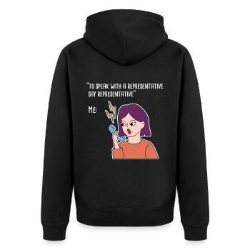 Arbeit von zu Hause Call Design für stolze Pinoys - Unisex Premium Bio Zip Hoodie - Schwarz - Hinten - Nico (187cm)