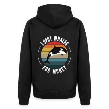 Wale beobachten - Unisex Premium Bio Zip Hoodie - Schwarz - Hinten - Nico (187cm)