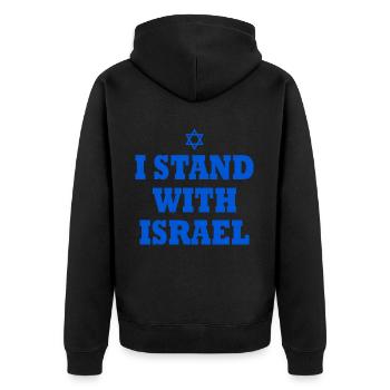 I Stand with israel - Unisex Premium Bio Zip Hoodie - Schwarz - Hinten - Nico (187cm)