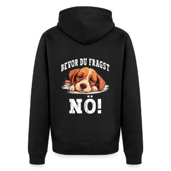 Bevor Du Fragst Nö Nein Hund Lustig Spruch Humor - Unisex Premium Bio Zip Hoodie - Schwarz - Hinten - Nico (187cm)