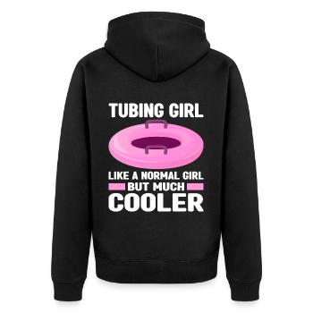 Rafting - Unisex Premium Bio Zip Hoodie - Schwarz - Hinten - Nico (187cm)