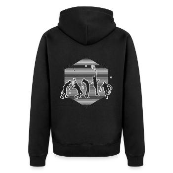 Tennis Tennis spielen Damen Tennisspielen Herren - Unisex Premium Bio Zip Hoodie - Schwarz - Hinten - Nico (187cm)