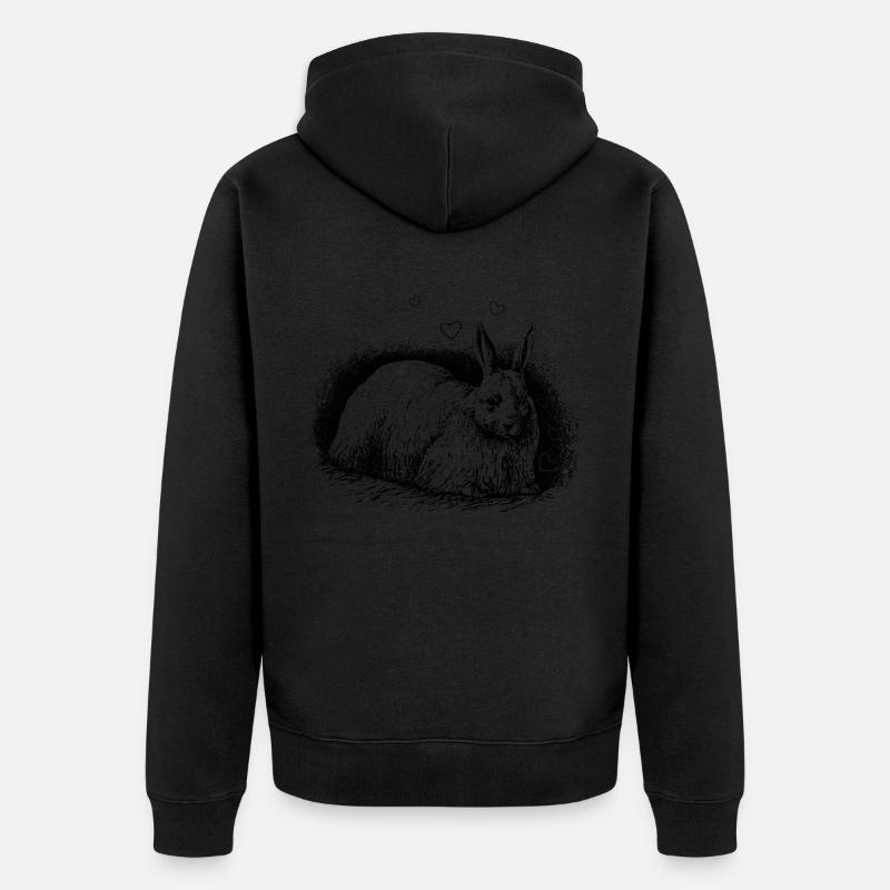 Lapin rétro avec coeurs noir - Veste à capuche bio Premium Unisexe - noir