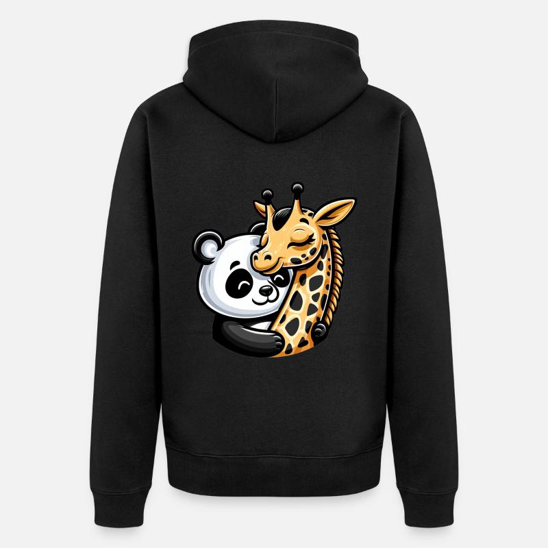 Panda Câlin Et Girafe Amoureuse - Veste à capuche bio Premium Unisexe - noir