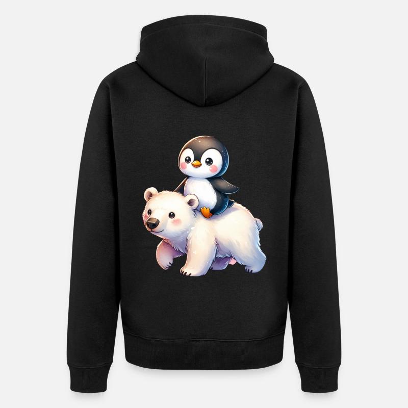 Pinguin und Eisbär Geschenk - Unisex Premium Bio Zip Hoodie - Schwarz