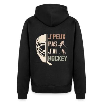 J'peux pas j'ai Hockey Idée cadeau hockey - Veste à capuche bio Premium Unisexe - noir - Dos - Nico (187cm)