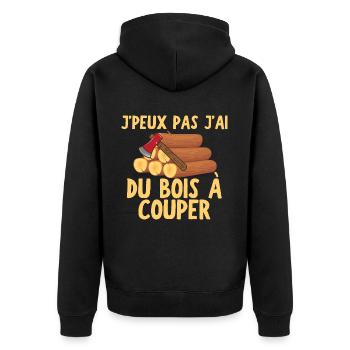 J peux pas j ai du bois à couper - Veste à capuche bio Premium Unisexe - noir - Dos - Nico (187cm)