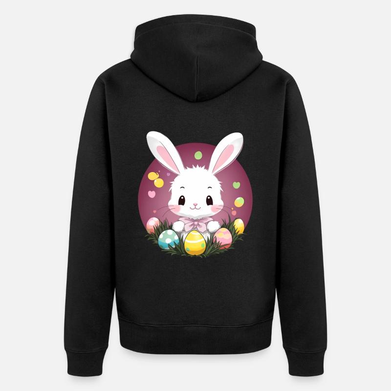 Lapin Lapin de Pâques rose - Veste à capuche bio Premium Unisexe - noir