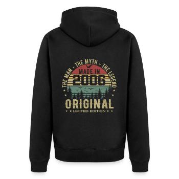Original 2006 Retro 2006 Geburtstagsgeschenk 2006 - Unisex Premium Bio Zip Hoodie - Schwarz - Hinten - Nico (187cm)
