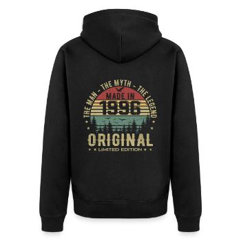 Original 1996 Retro 1996 Geburtstagsgeschenk 1996 - Unisex Premium Bio Zip Hoodie - Schwarz - Hinten - Nico (187cm)