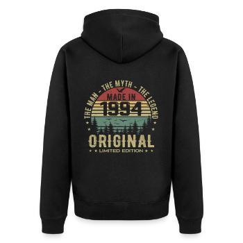 Original 1994 Retro 1994 Geburtstagsgeschenk 1994 - Unisex Premium Bio Zip Hoodie - Schwarz - Hinten - Nico (187cm)