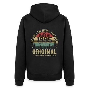 Original 1995 Retro 1995 Geburtstagsgeschenk 1995 - Unisex Premium Bio Zip Hoodie - Schwarz - Hinten - Nico (187cm)
