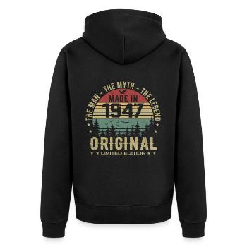 Original 1947 Retro 1947 Cadeau Anniversaire 1947 - Veste à capuche bio Premium Unisexe - noir - Dos - Nico (187cm)