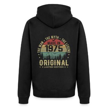 Original 1975 Retro 1975 Geburtstagsgeschenk 1975 - Unisex Premium Bio Zip Hoodie - Schwarz - Hinten - Nico (187cm)